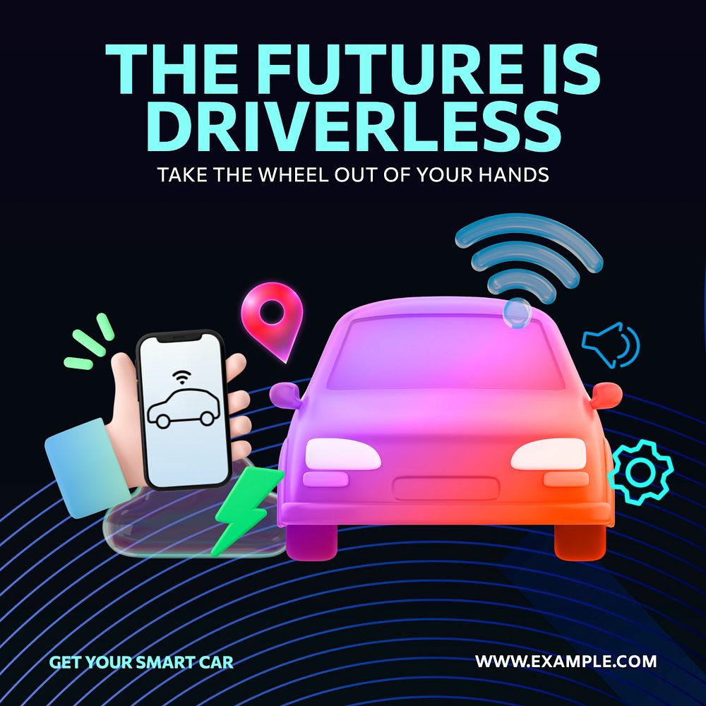 Driverless cars Instagram post template, editable text