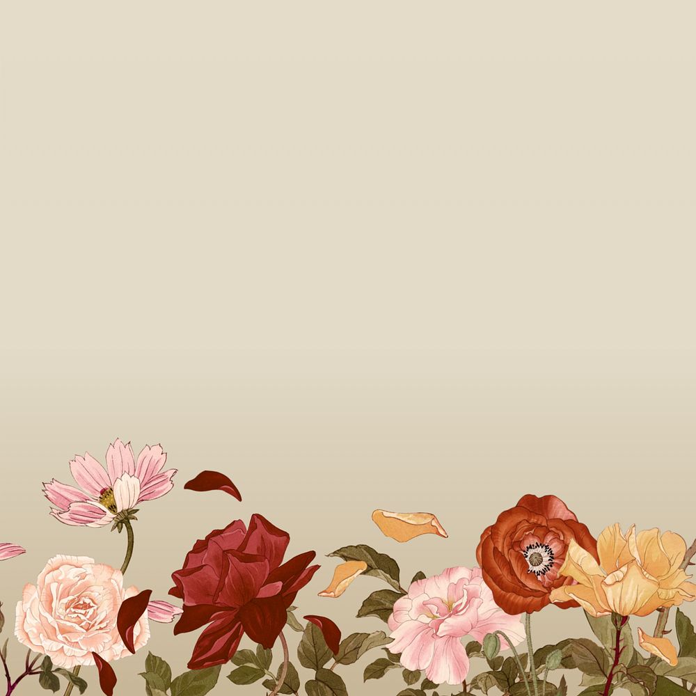 Floral illustration border background.  Remixed by rawpixel.