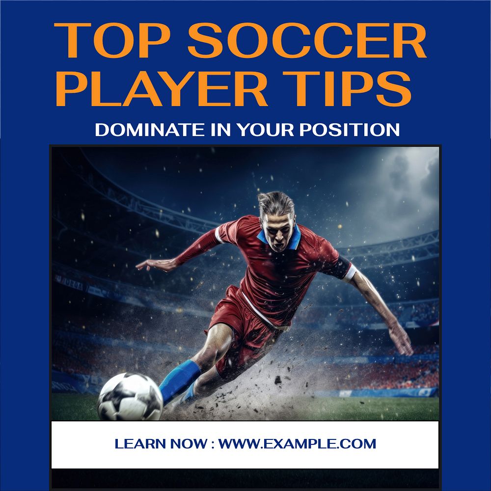 Soccer player tips Instagram post template, editable design