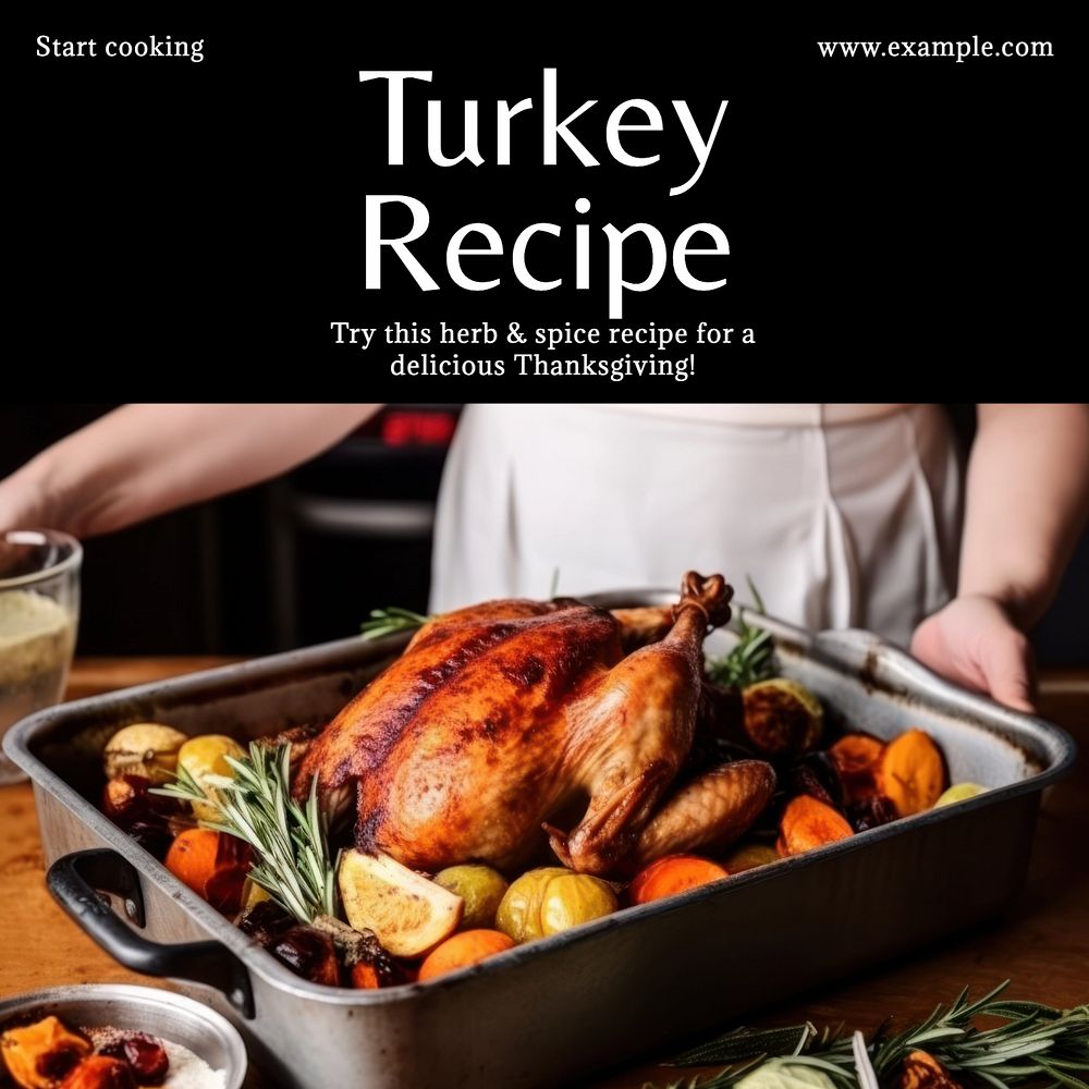 Turkey recipe Instagram post template, editable text