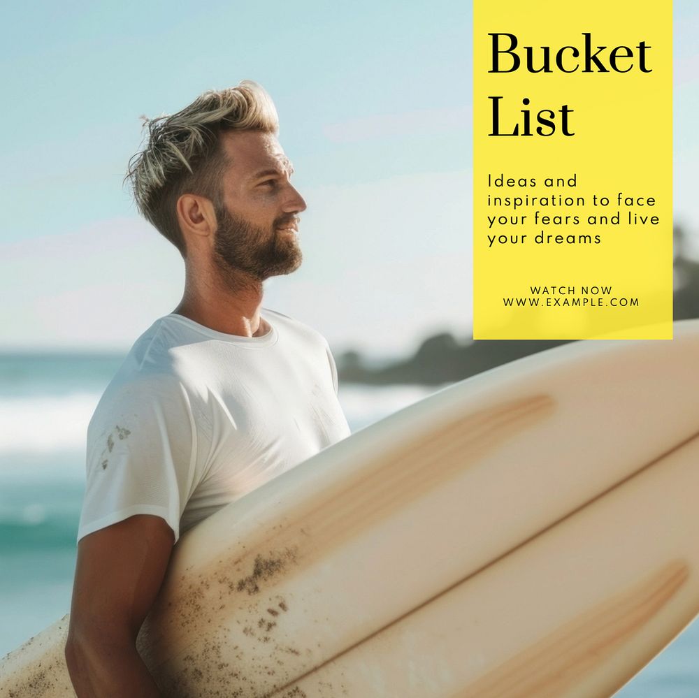 Bucket list Instagram post template, editable text