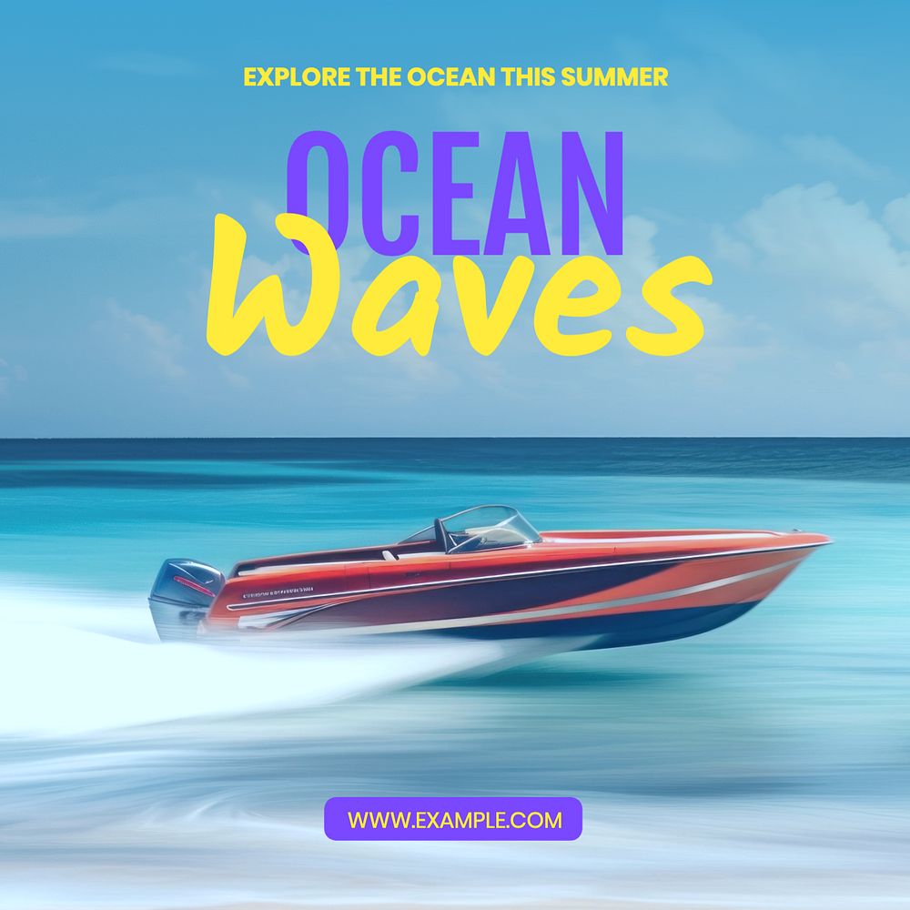 Ocean waves Instagram post template, editable text