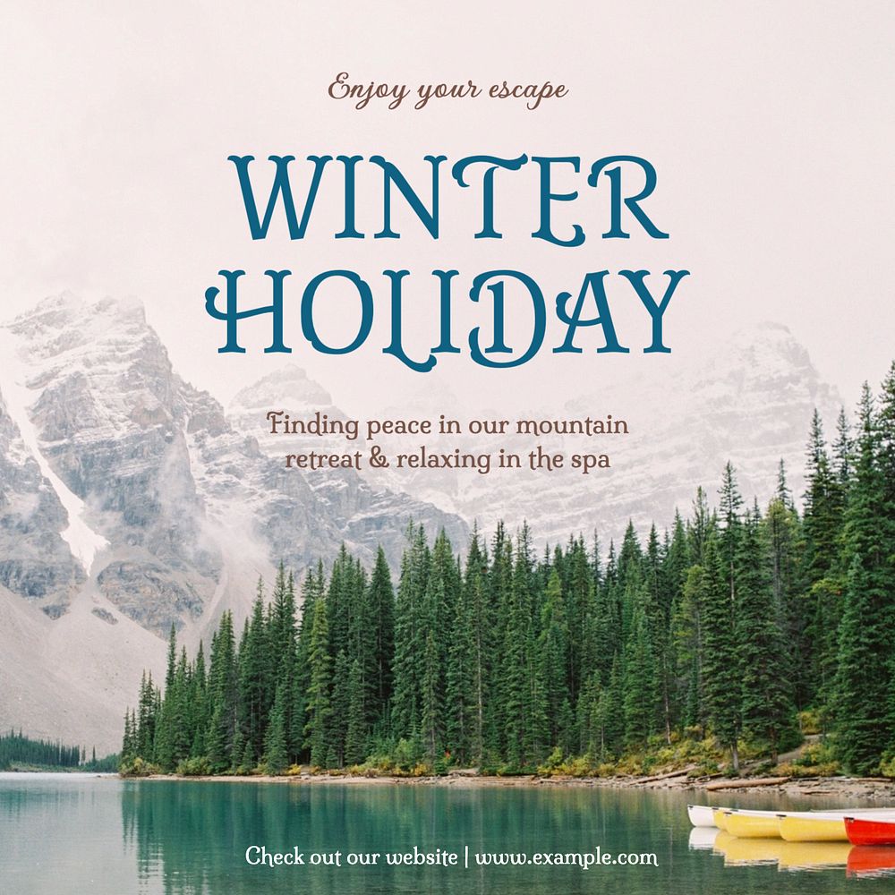 Winter holiday Instagram post template, editable text