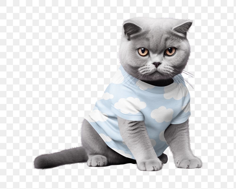 Cat t-shirt editable mockup, pet outfit