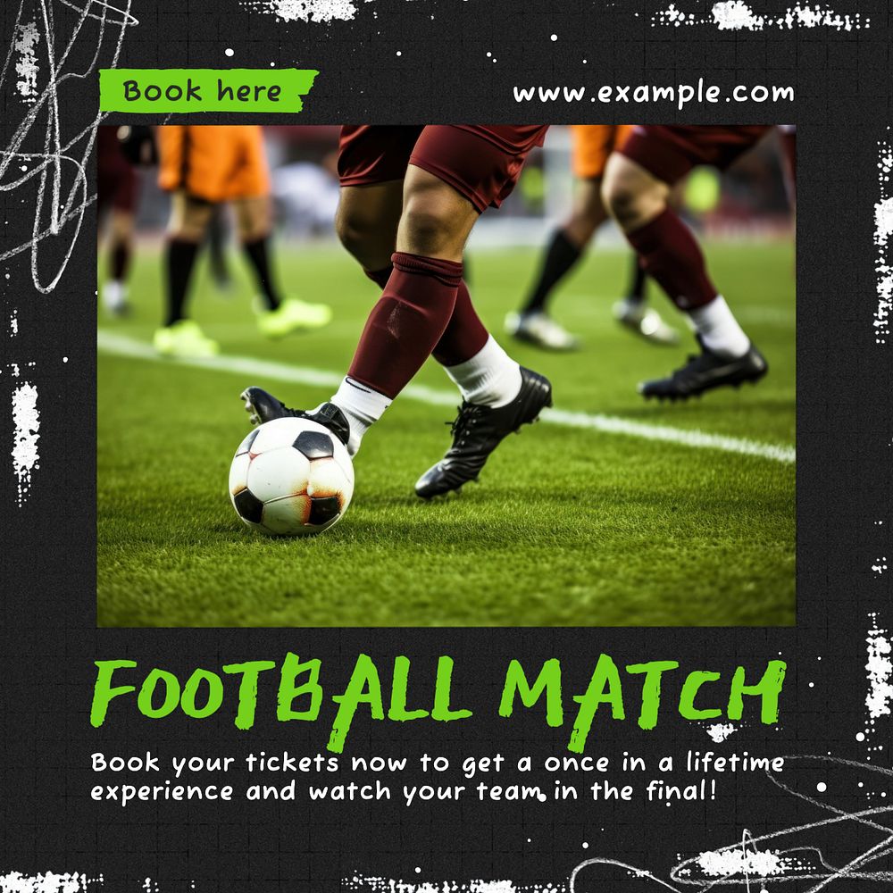 Football match  Instagram post template, editable text