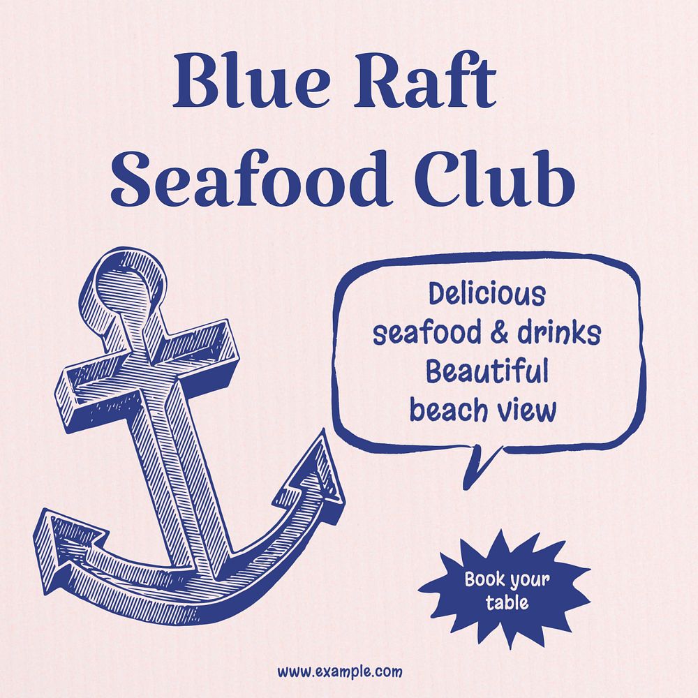 Seafood club Instagram post template