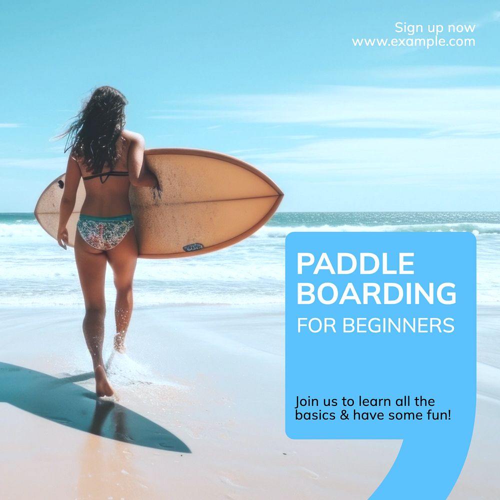 Paddle boarding Instagram post template, editable text