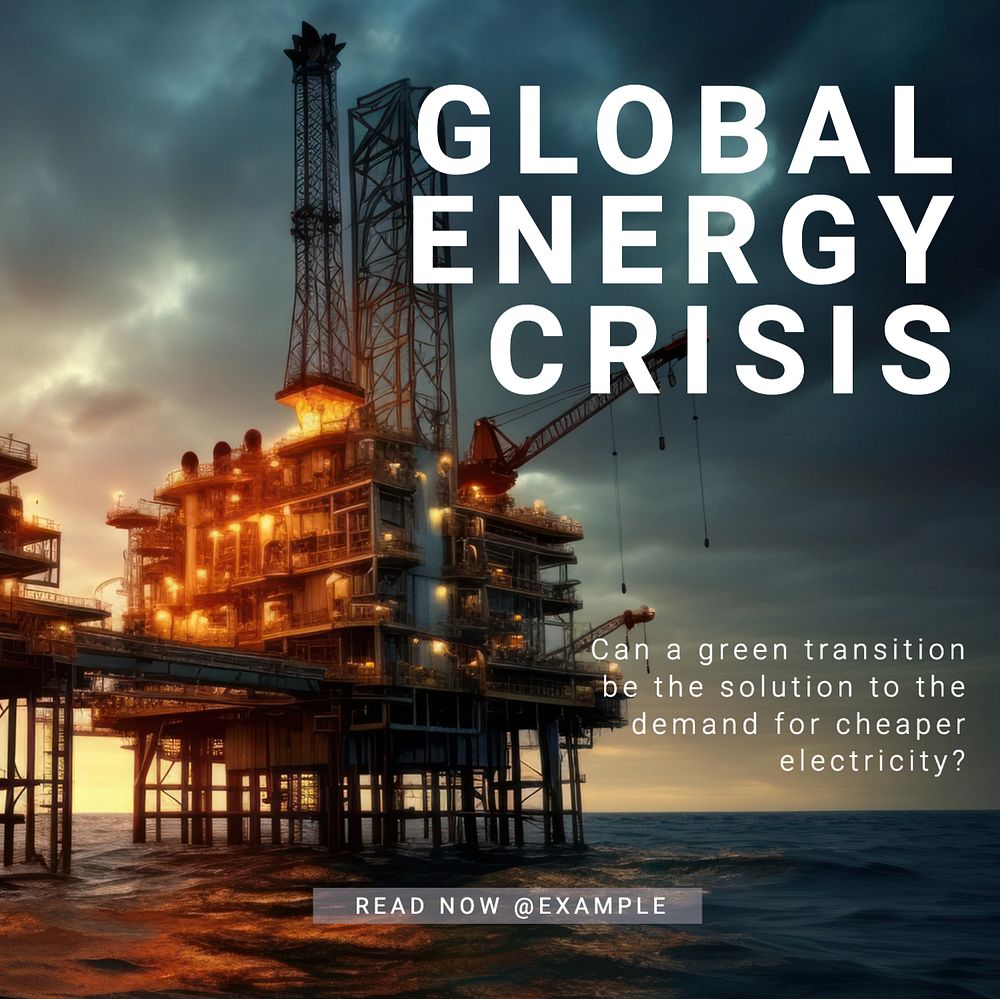 Global energy crisis Instagram post template, editable text