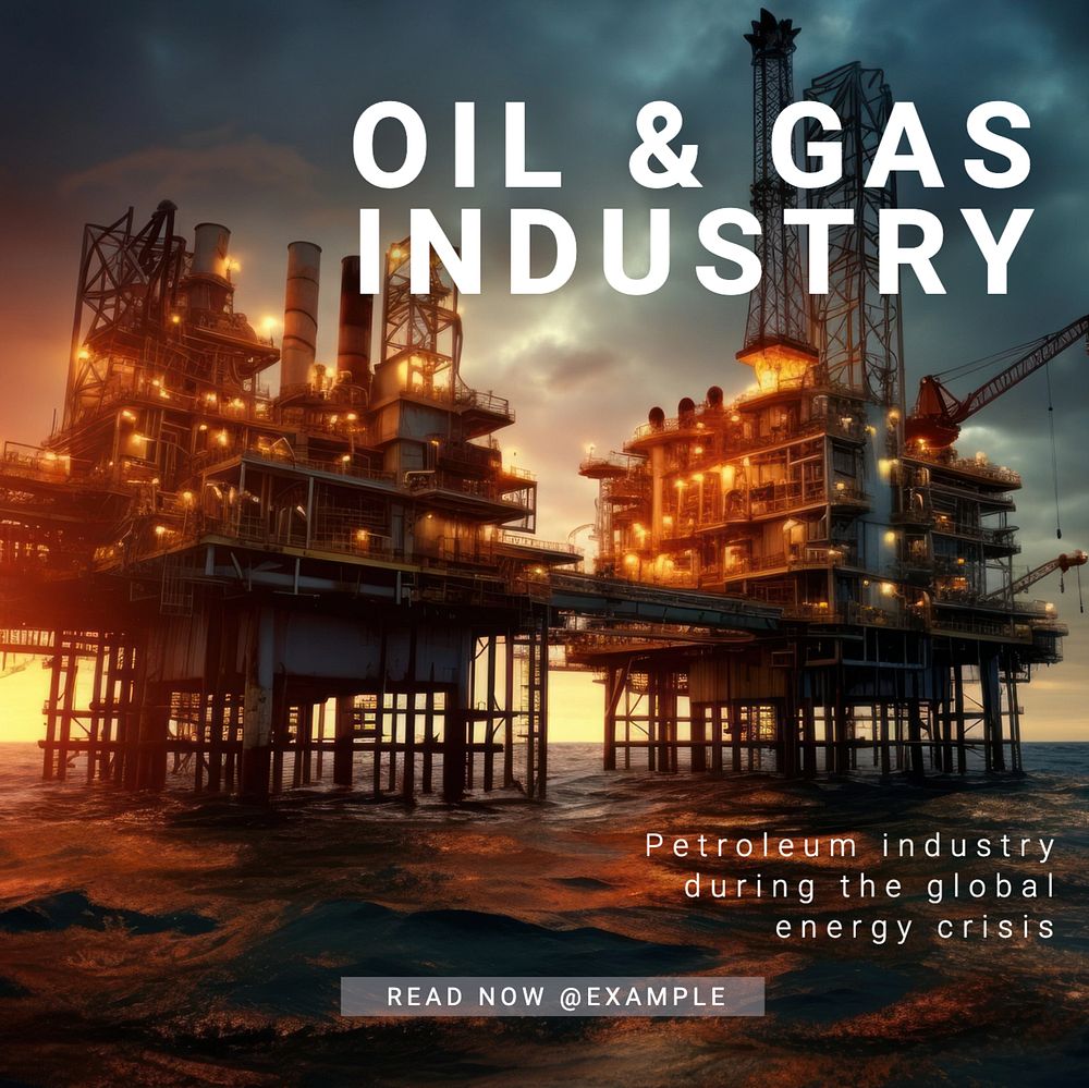 Oil & gas industry Instagram post template, editable text