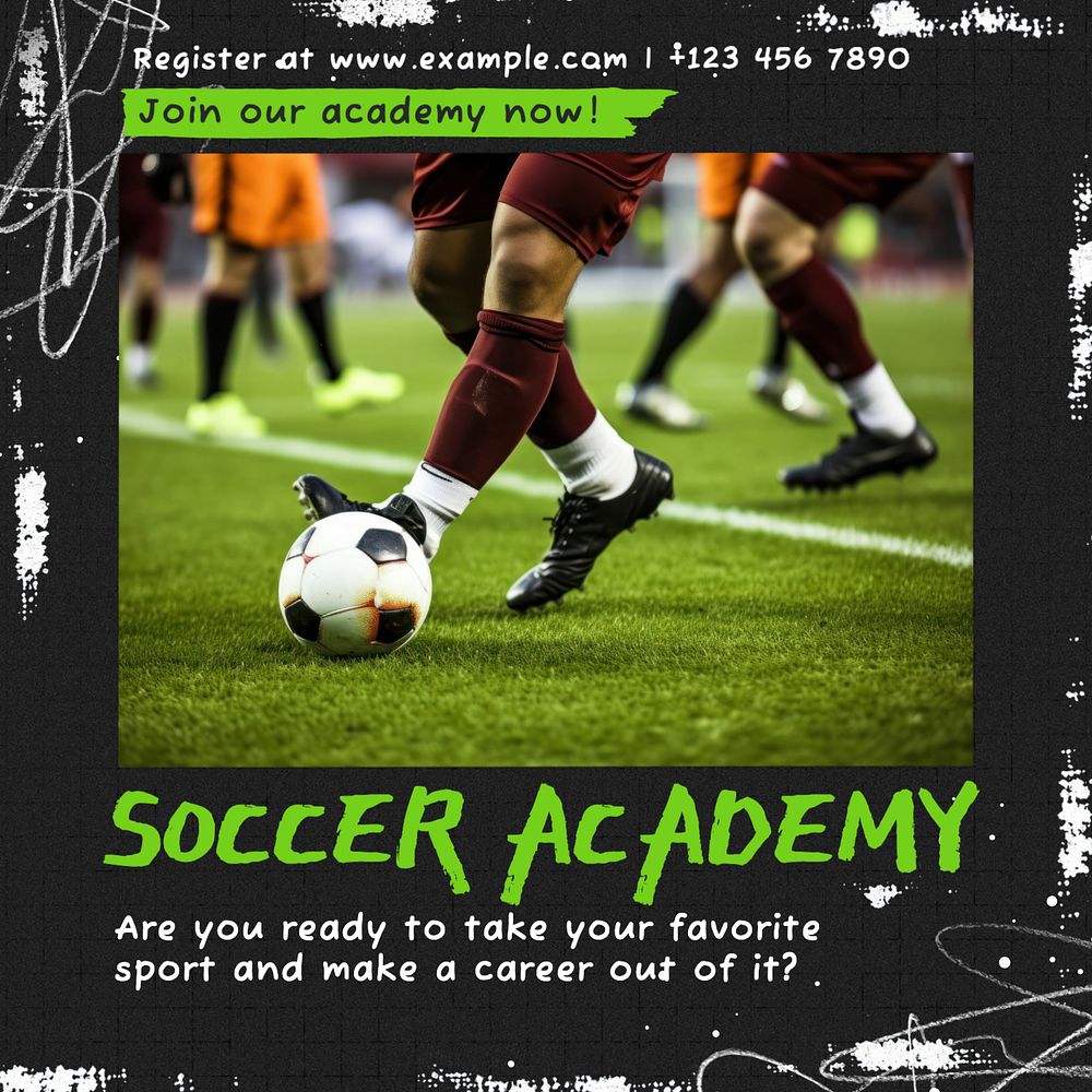 Soccer academy  Instagram post template, editable text