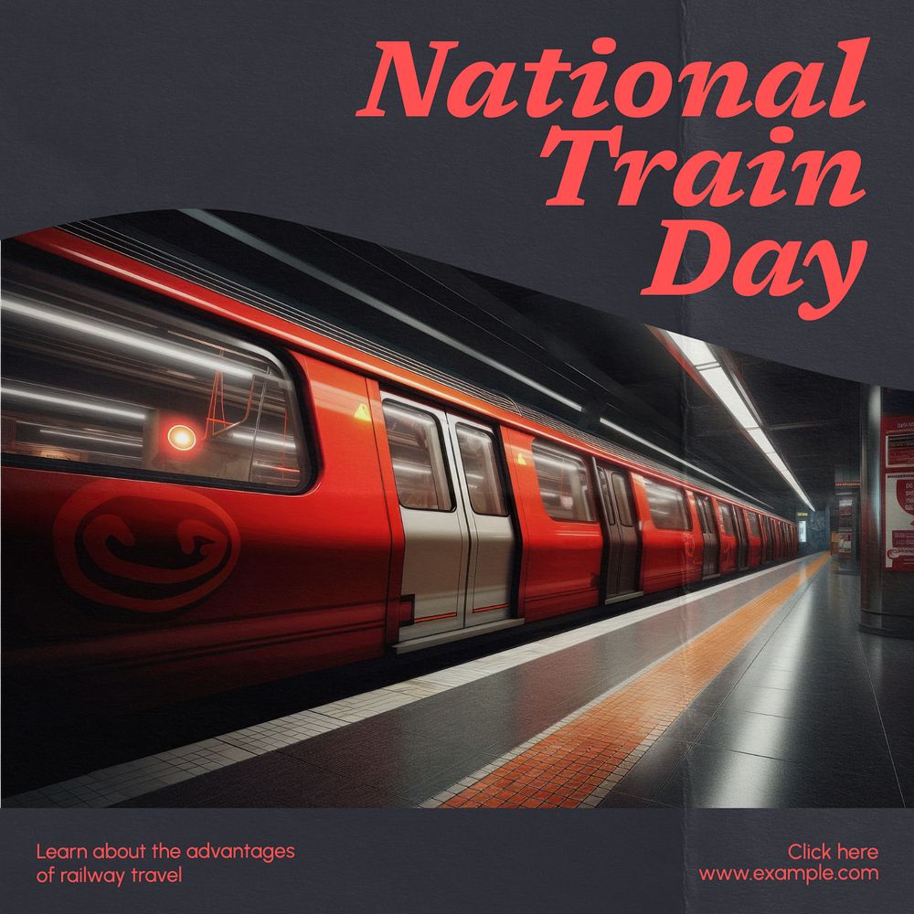 National train day Instagram post template, editable text