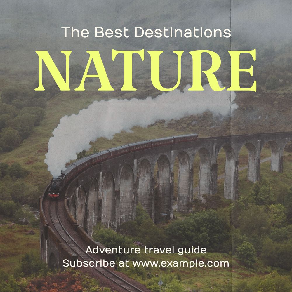 Nature travel Instagram post template, editable text