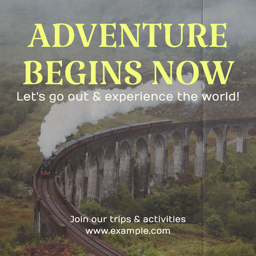 Adventure & travel Instagram post template, editable text