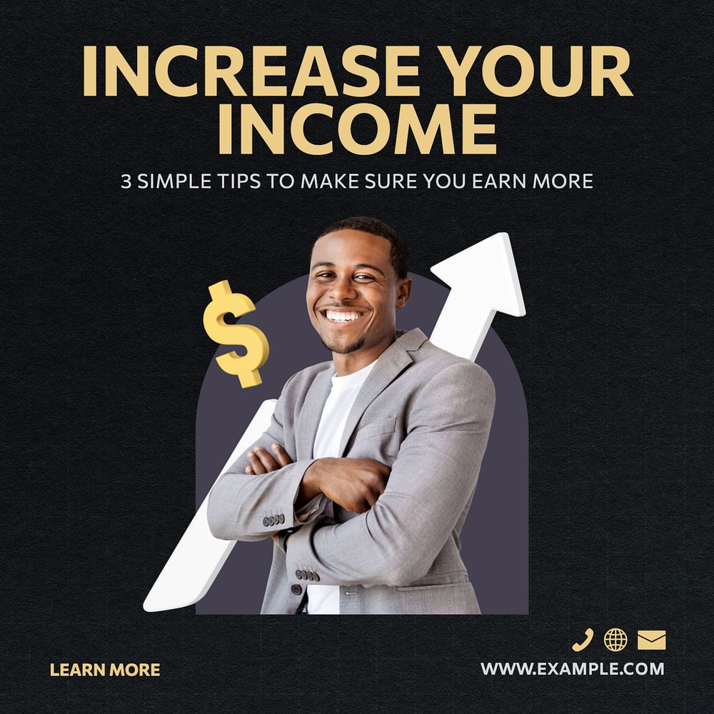 Increase your income Instagram post template, editable text