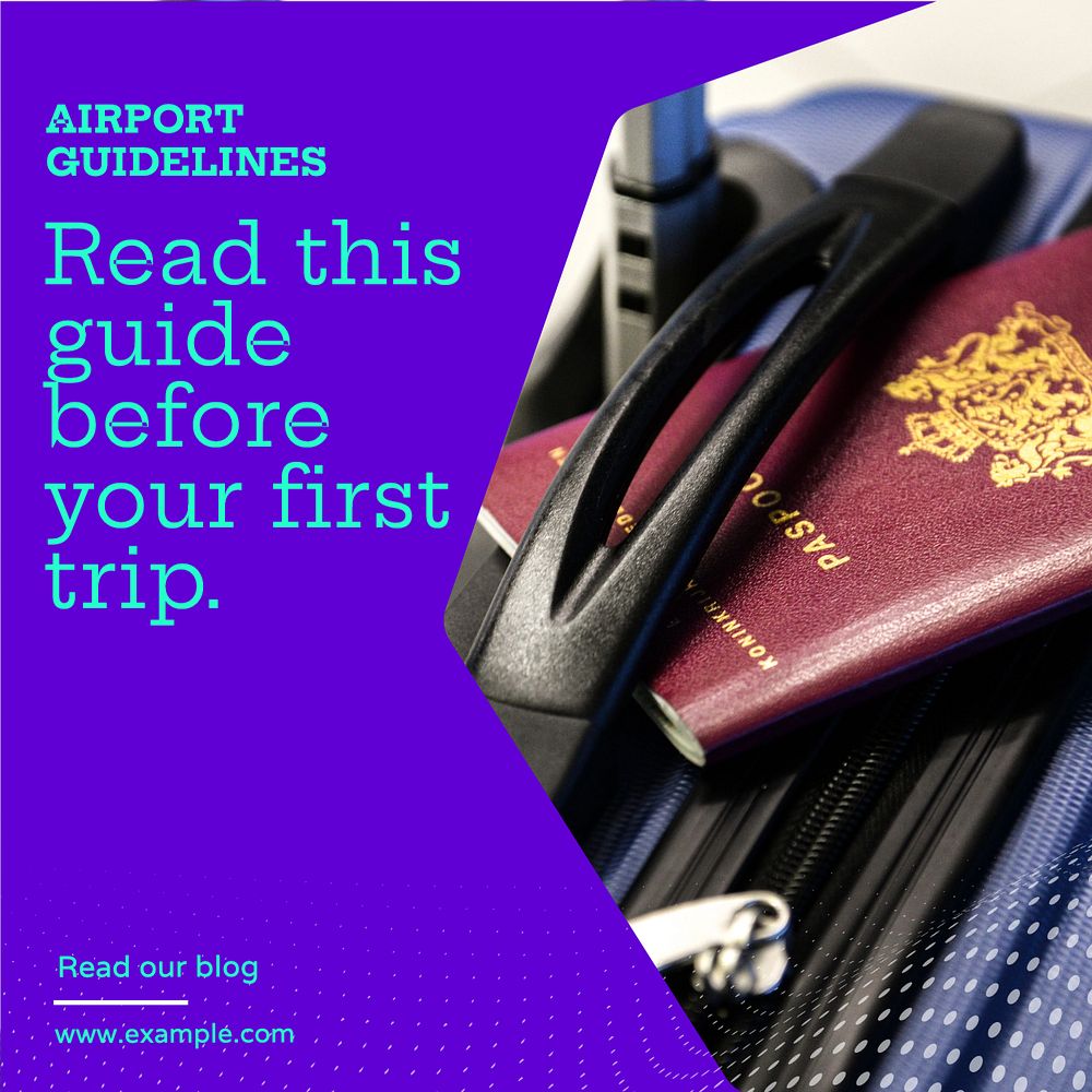 Airport guidelines Instagram post template, editable design