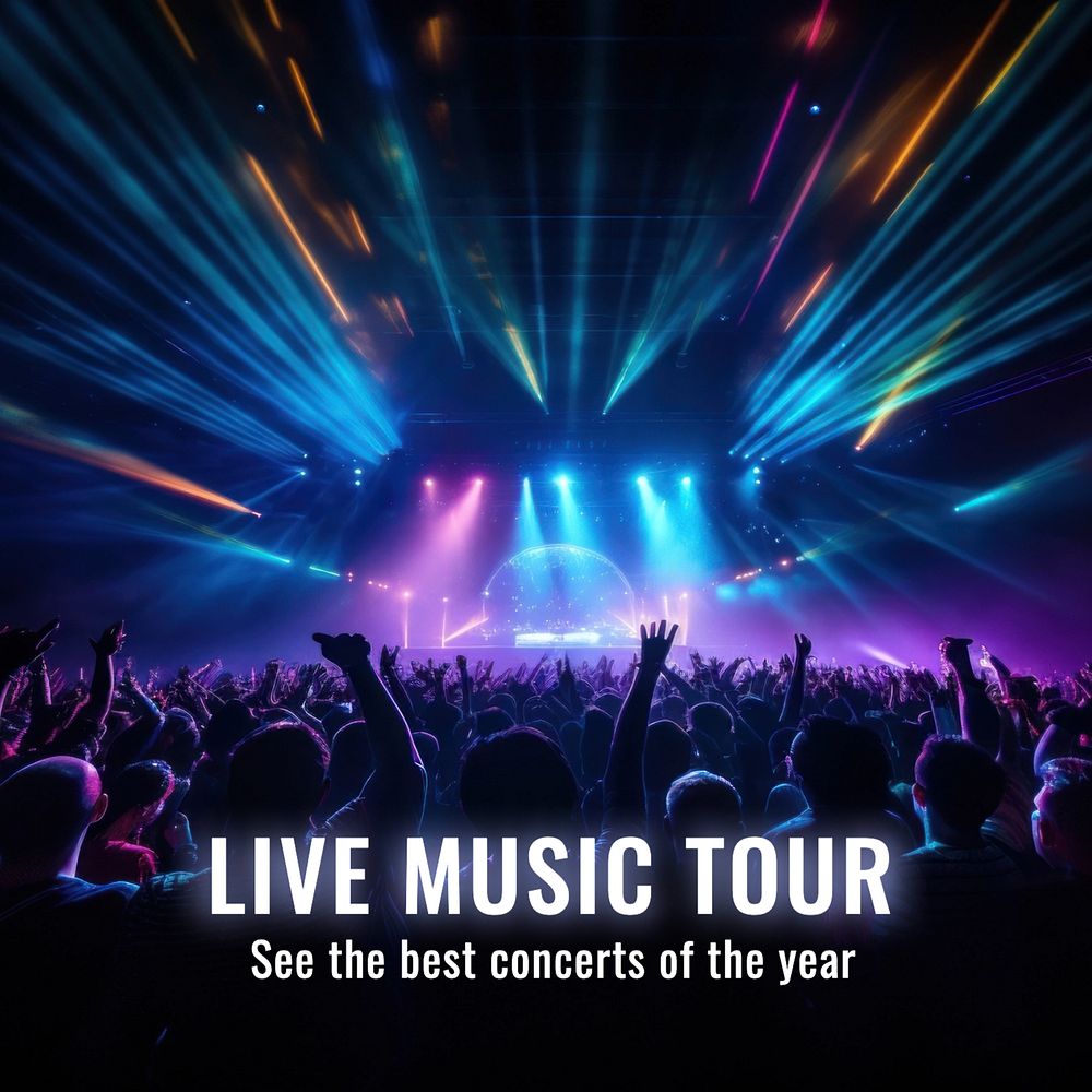 Concert music tour  Instagram post template, editable text