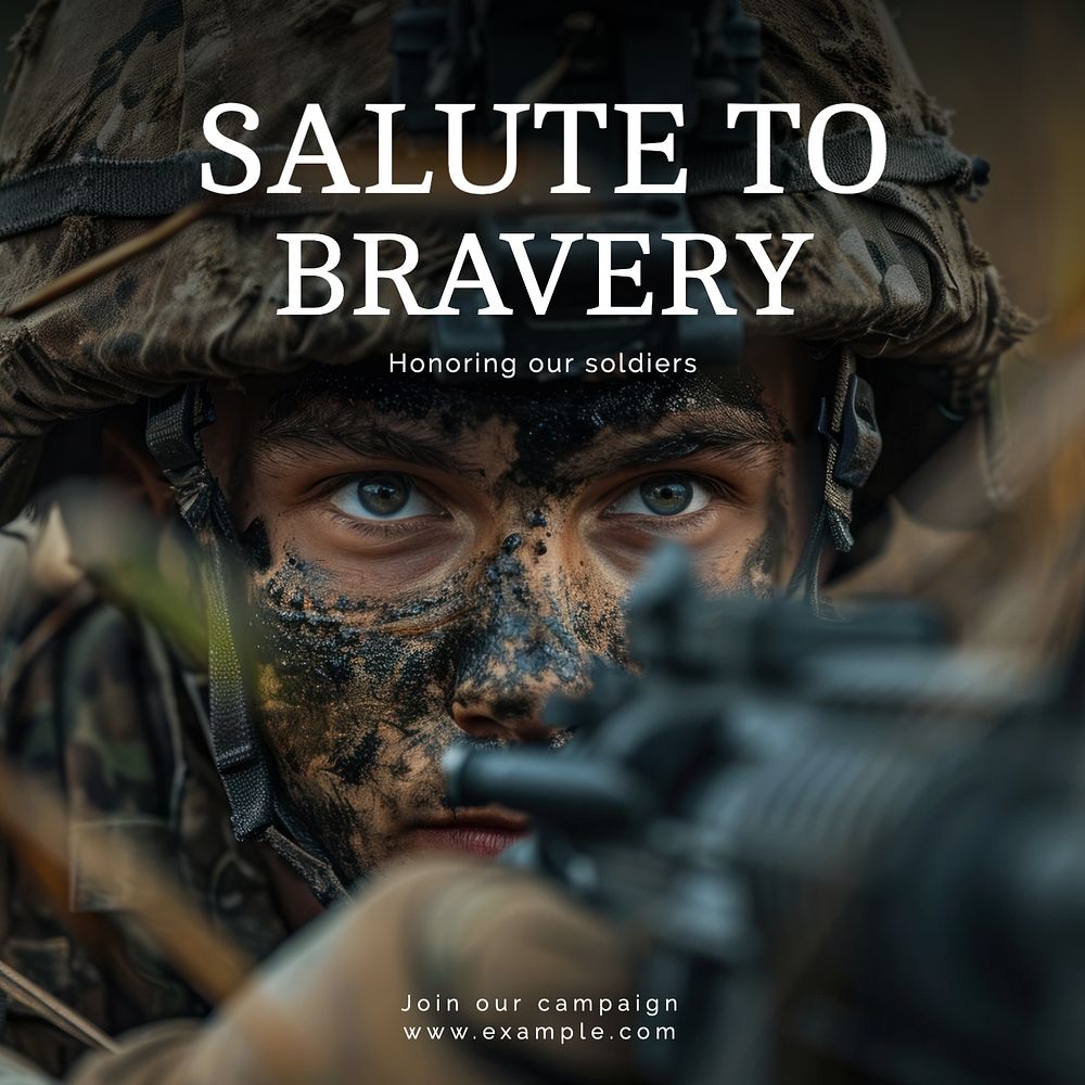 Honoring soldiers Instagram post template, editable text