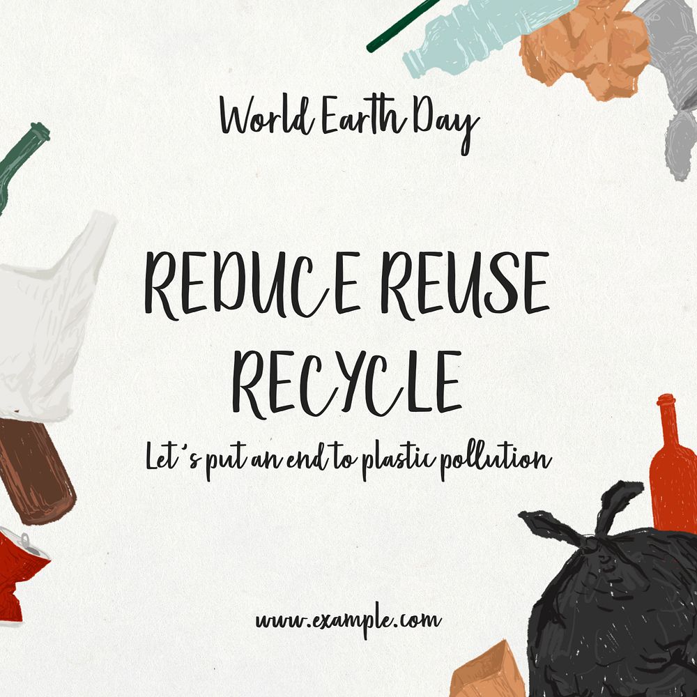 Reduce reuse recycle Instagram post | Free Editable Template - rawpixel