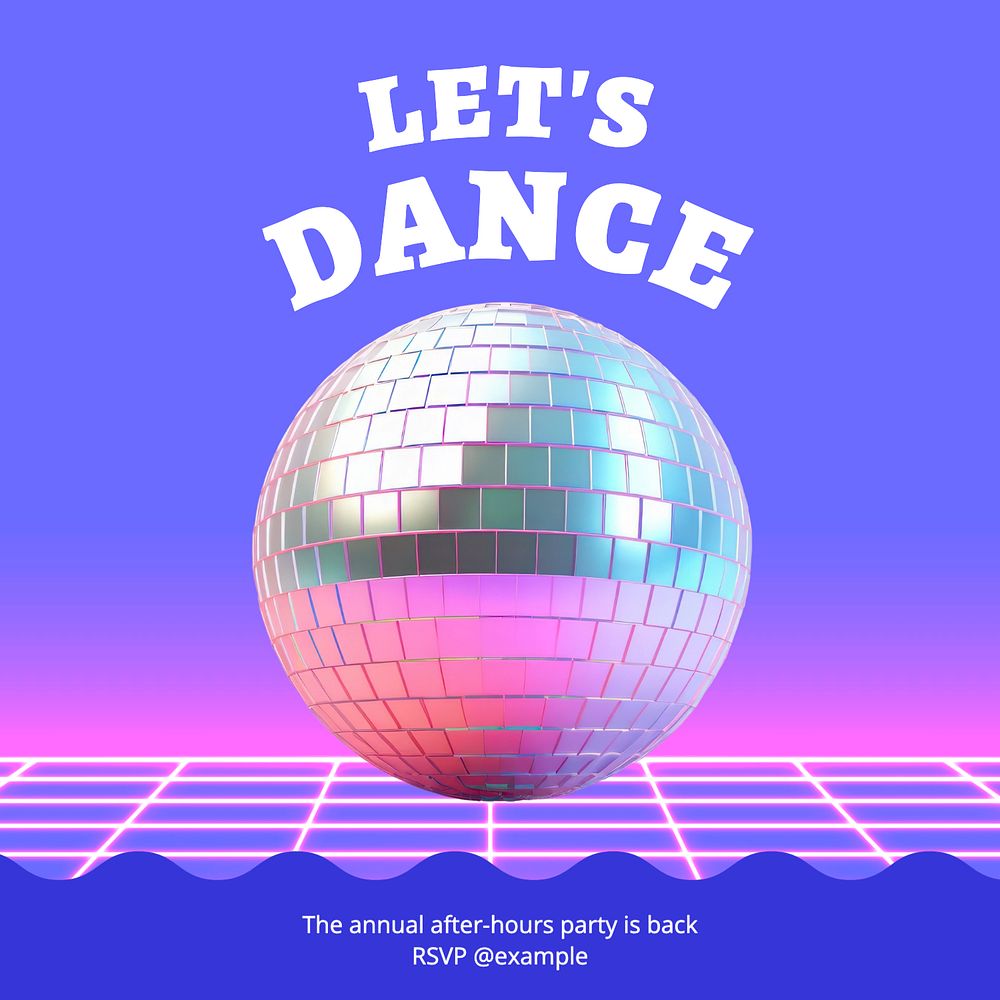 Dance party Instagram post template, editable text