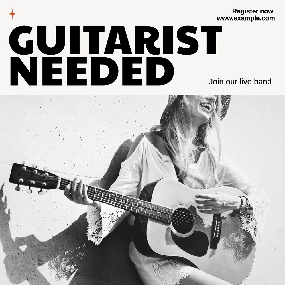 Guitarist needed Instagram post template Premium Editable Template Guitarist needed Instagram post template Premium Editable Template