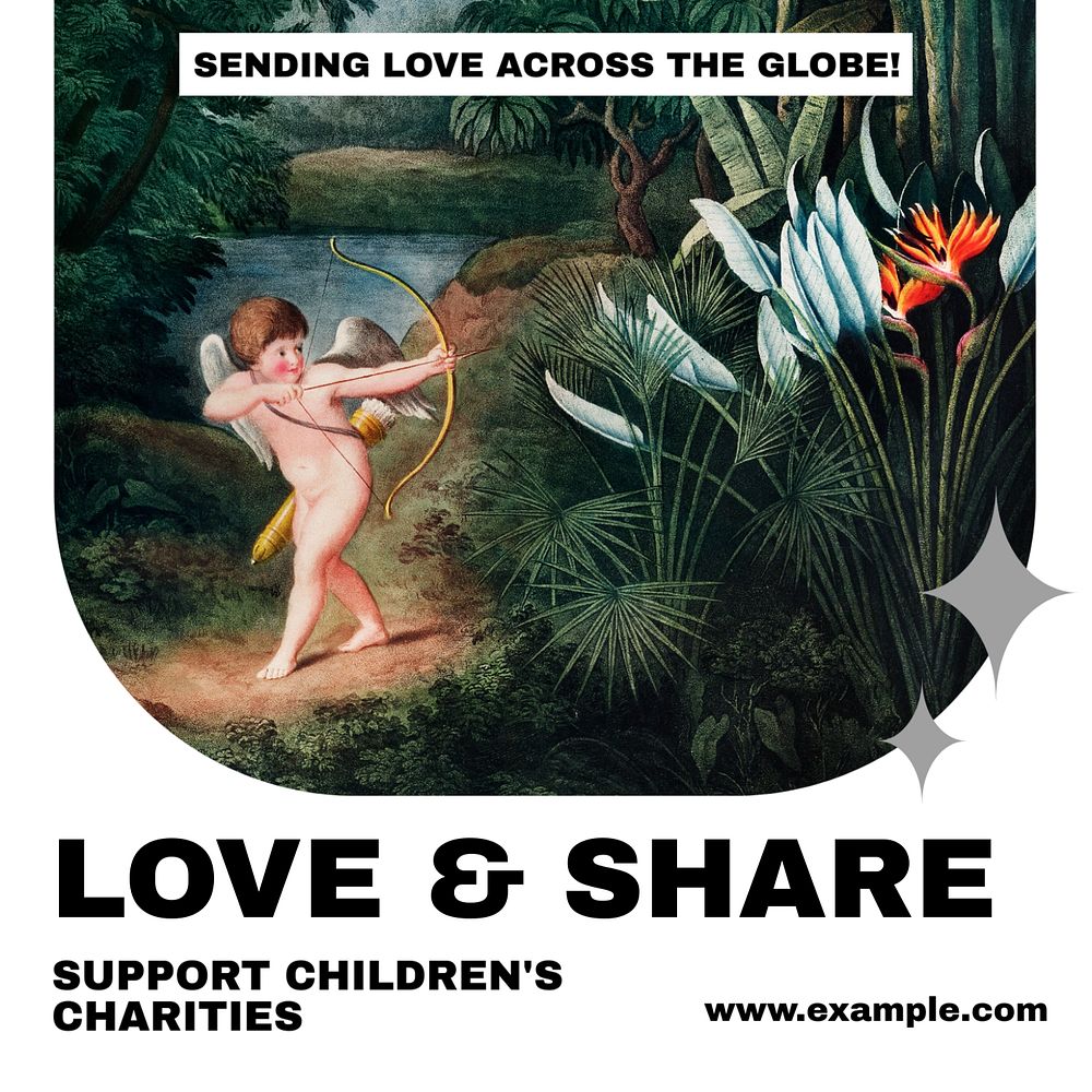 Children charities Instagram post template, editable text