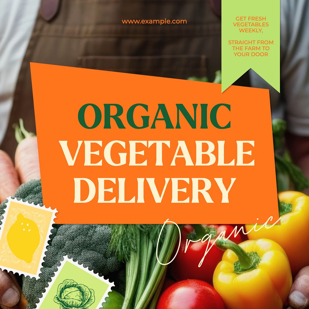 Organic vegetable delivery Instagram post Premium Editable Template
