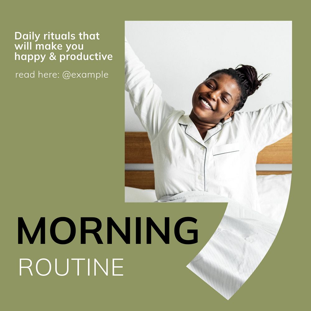 Morning routine Instagram post template, editable social media ad