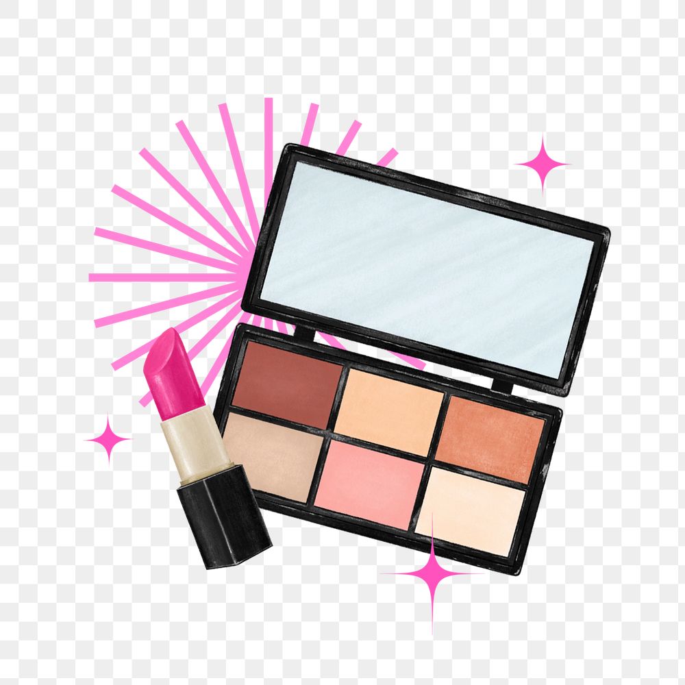 Makeup aesthetic png, cosmetics illustration, editable design