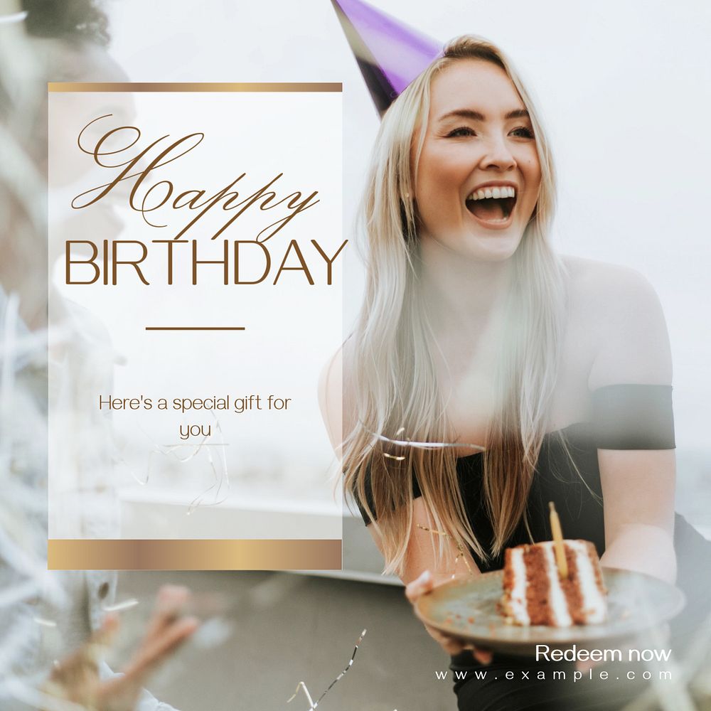 Happy birthday  Instagram post template, editable design