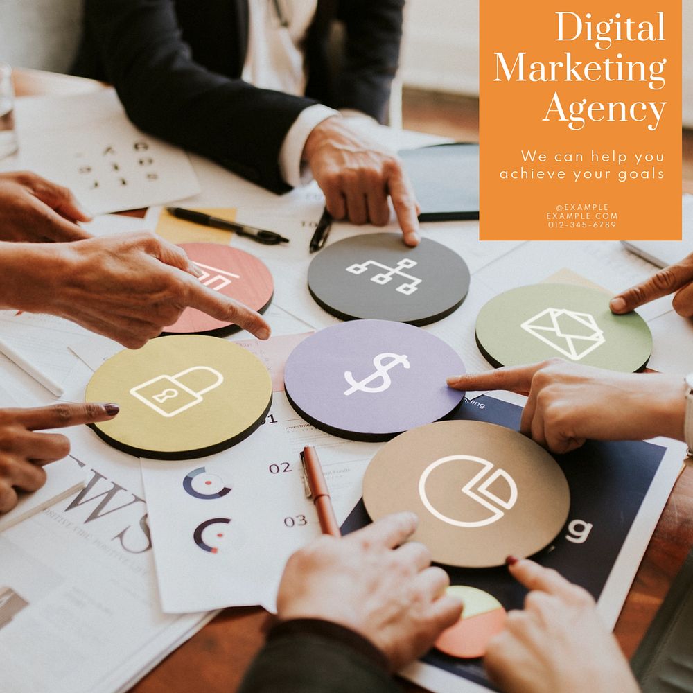 Digital marketing agency Instagram post template, editable text