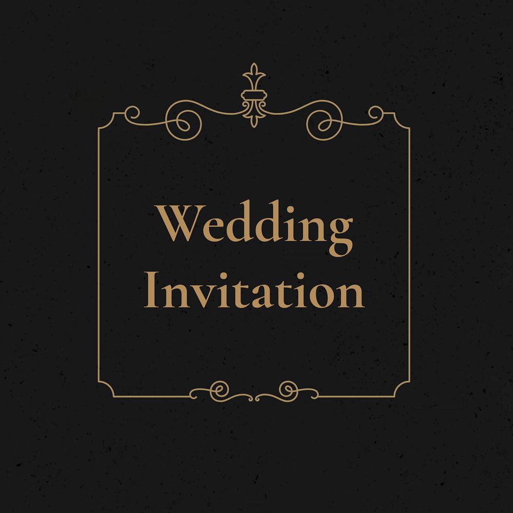 Editable wedding invite instagram template in black and gold