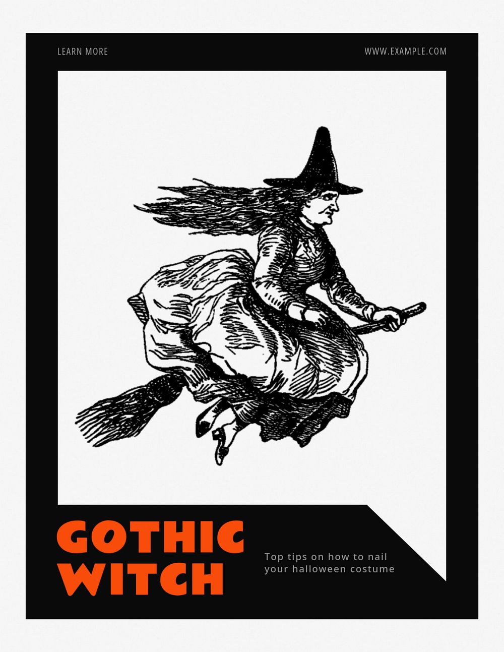 Halloween costume flyer template, editable text