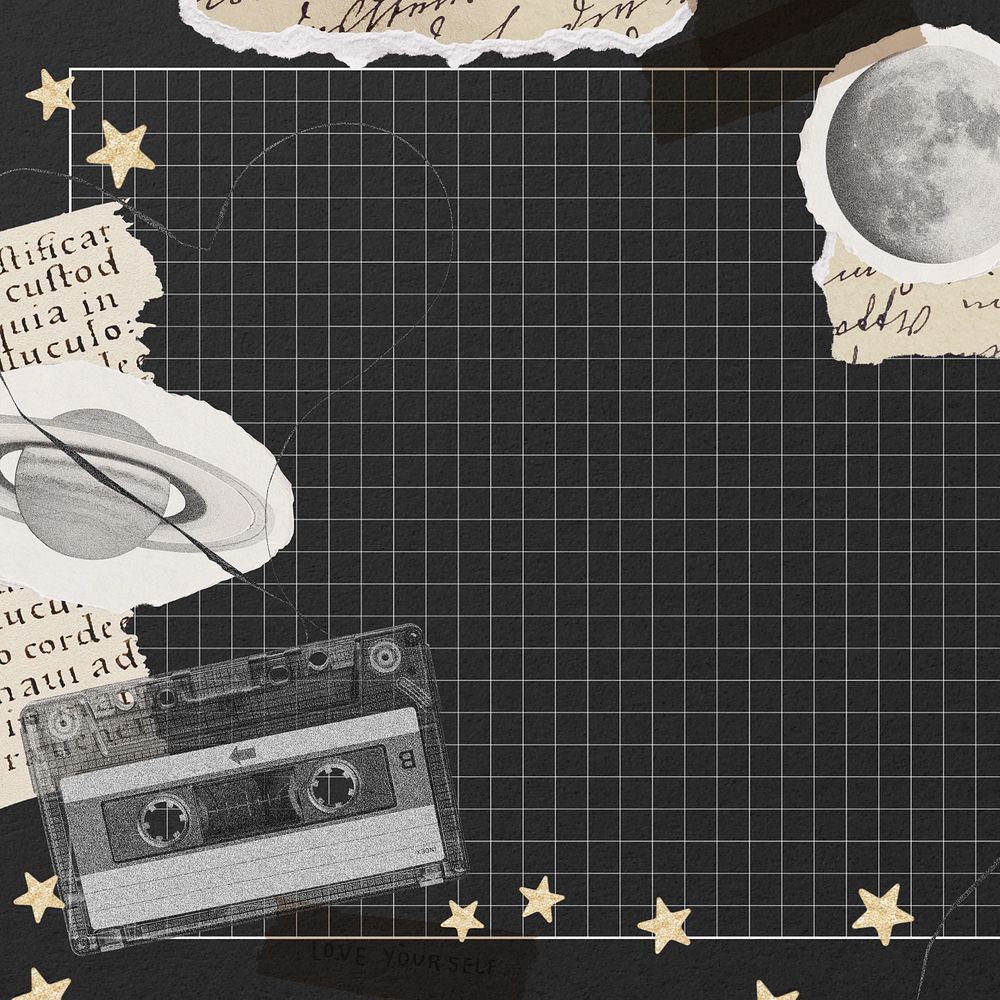 PNG Vintage cassette tape grid paper background, retro Ephemera design