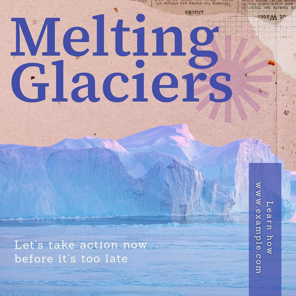 Glacier melt Instagram post template, editable text