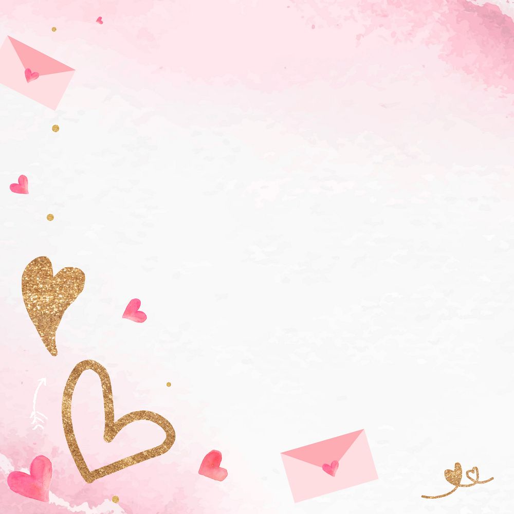 Pink watercolor heart background, editable design