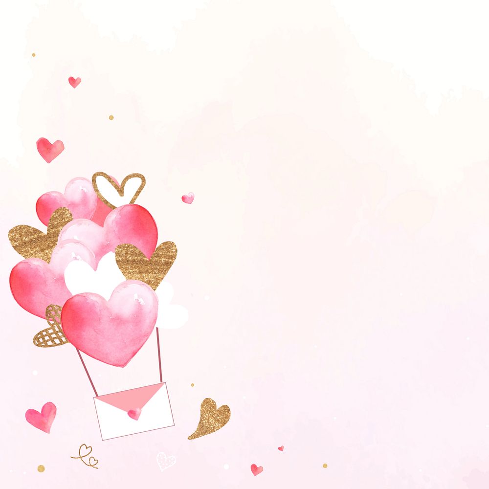 Pink watercolor heart background, editable design