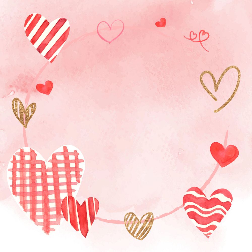 Pink watercolor heart background, editable design