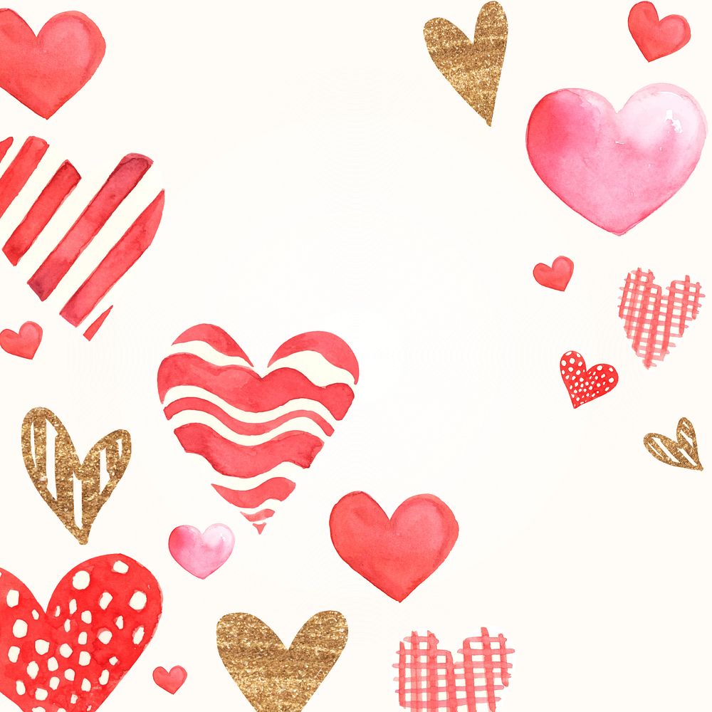 Watercolor heart background, editable design