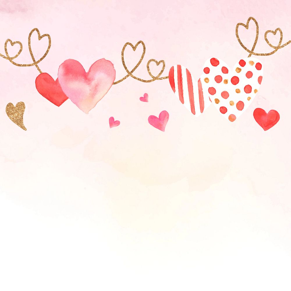 Gold heart border background, editable design