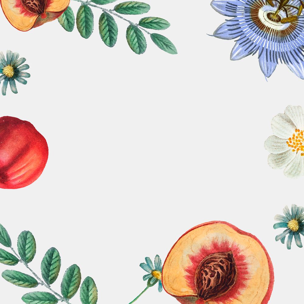 Peaches and flower aesthetic background, editable design