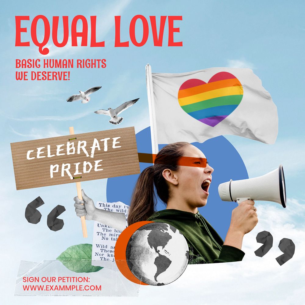 Equal love petition Instagram post template, editable text