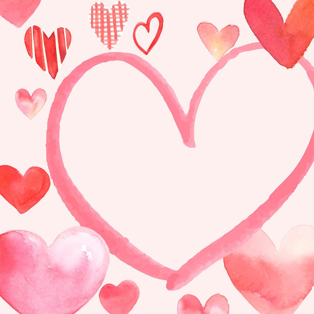 Pink watercolor Valentine's background, editable design