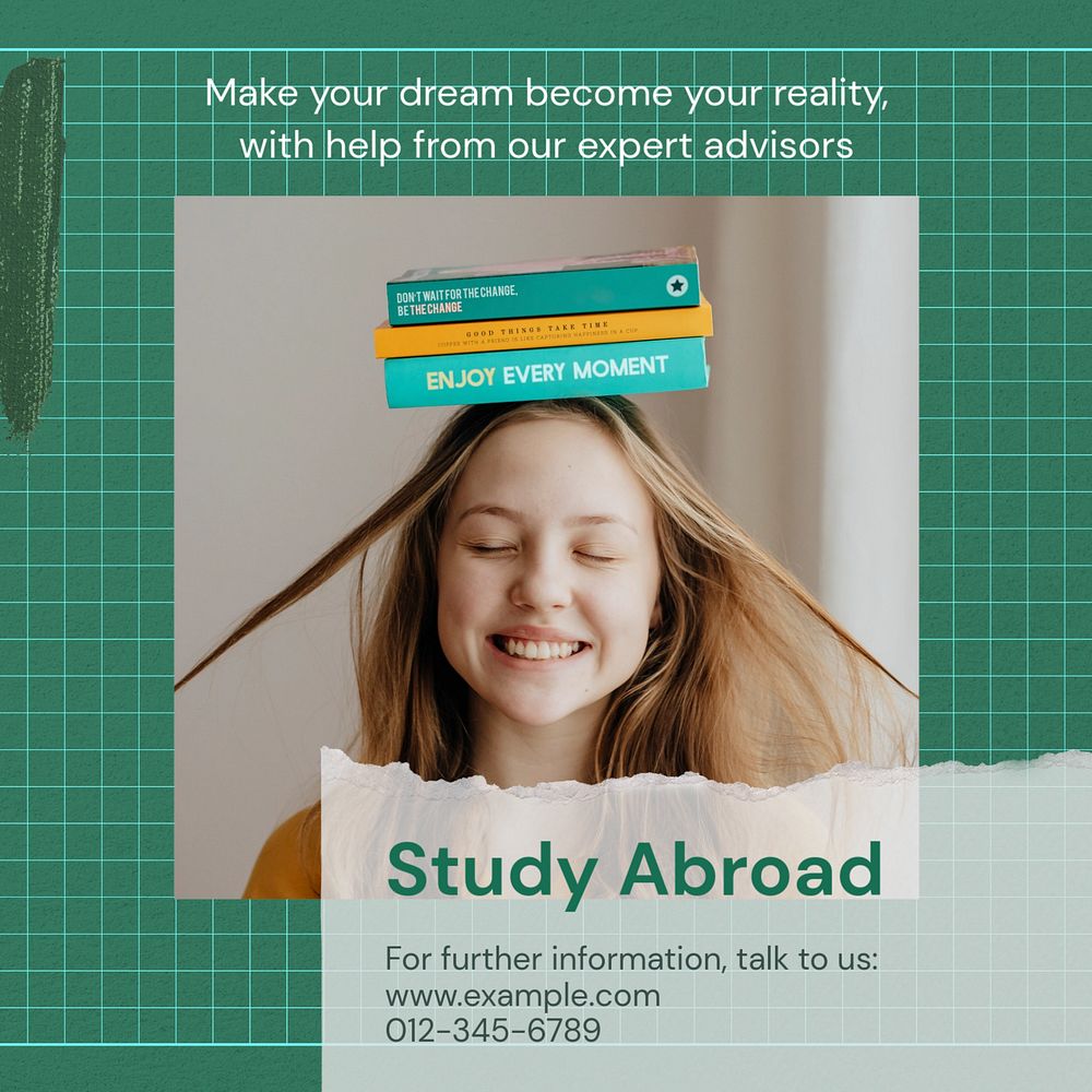 Study abroad Facebook post template, editable design