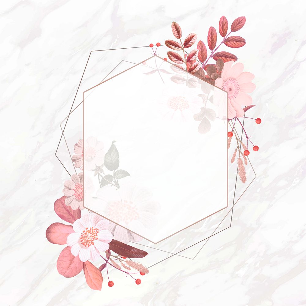 Pink flower frame aesthetic background, editable design