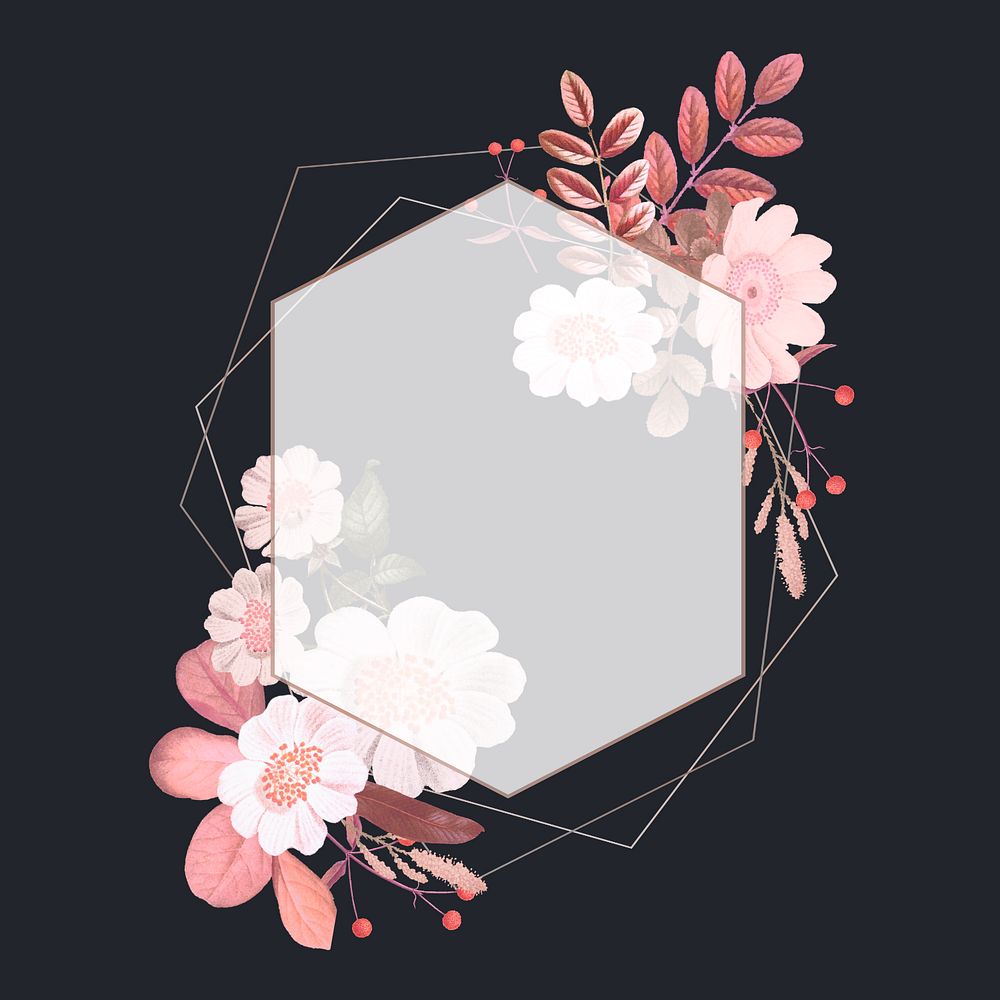 Pink flower frame aesthetic background, editable design