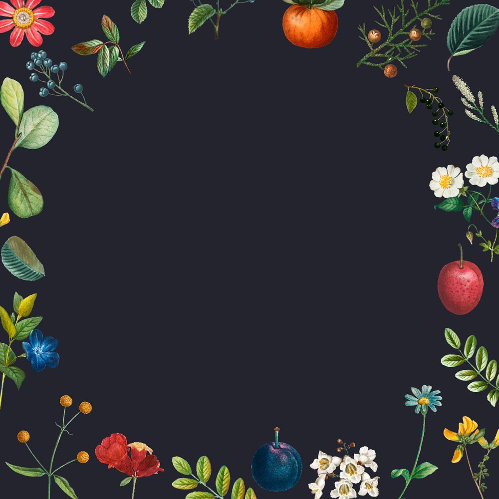 Flower fruit frame aesthetic background, editable design