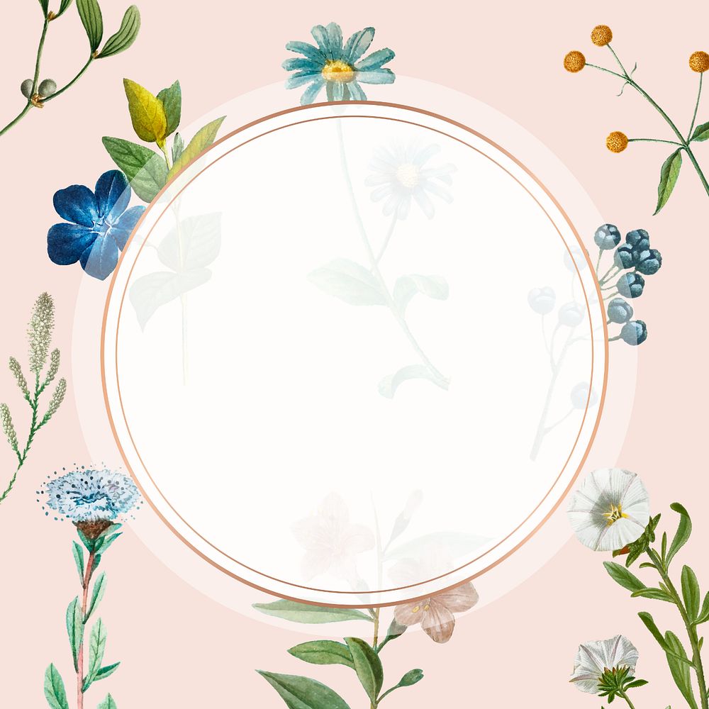 Botanical badge frame aesthetic background, editable design