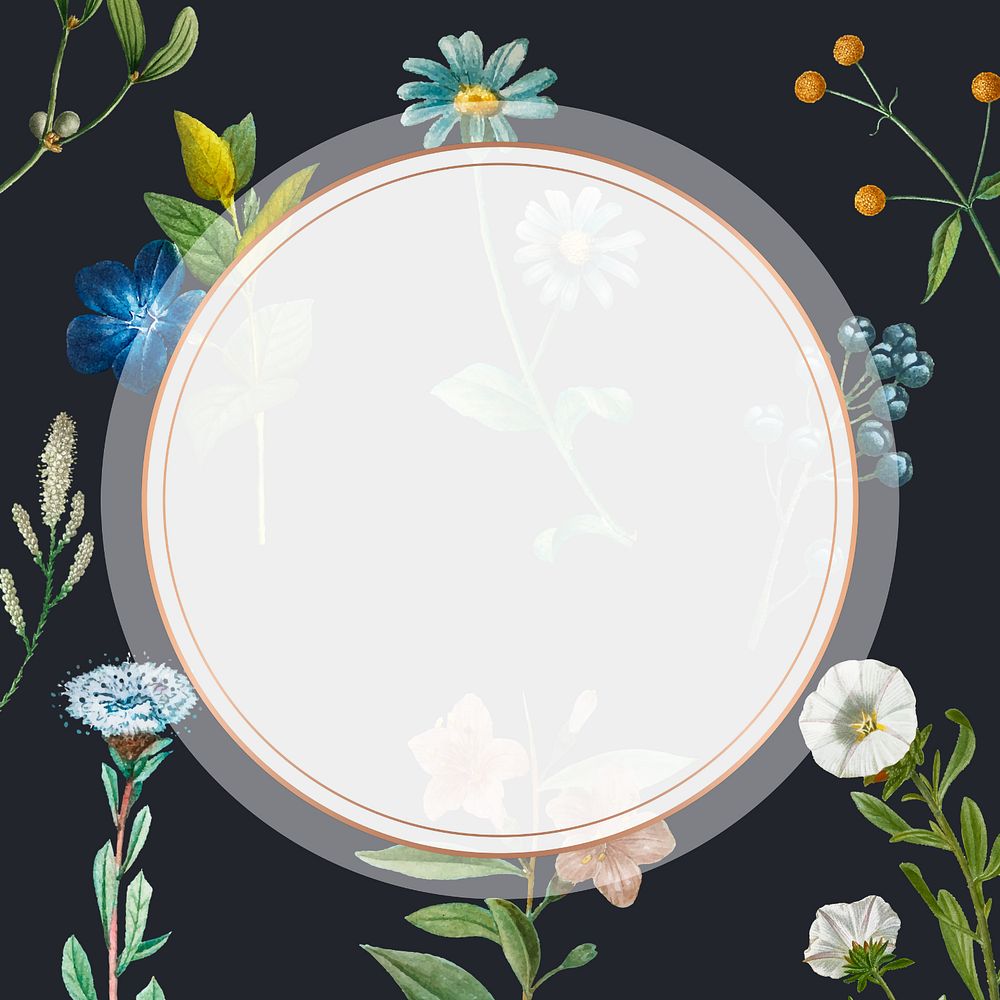 Botanical badge frame aesthetic background, editable design