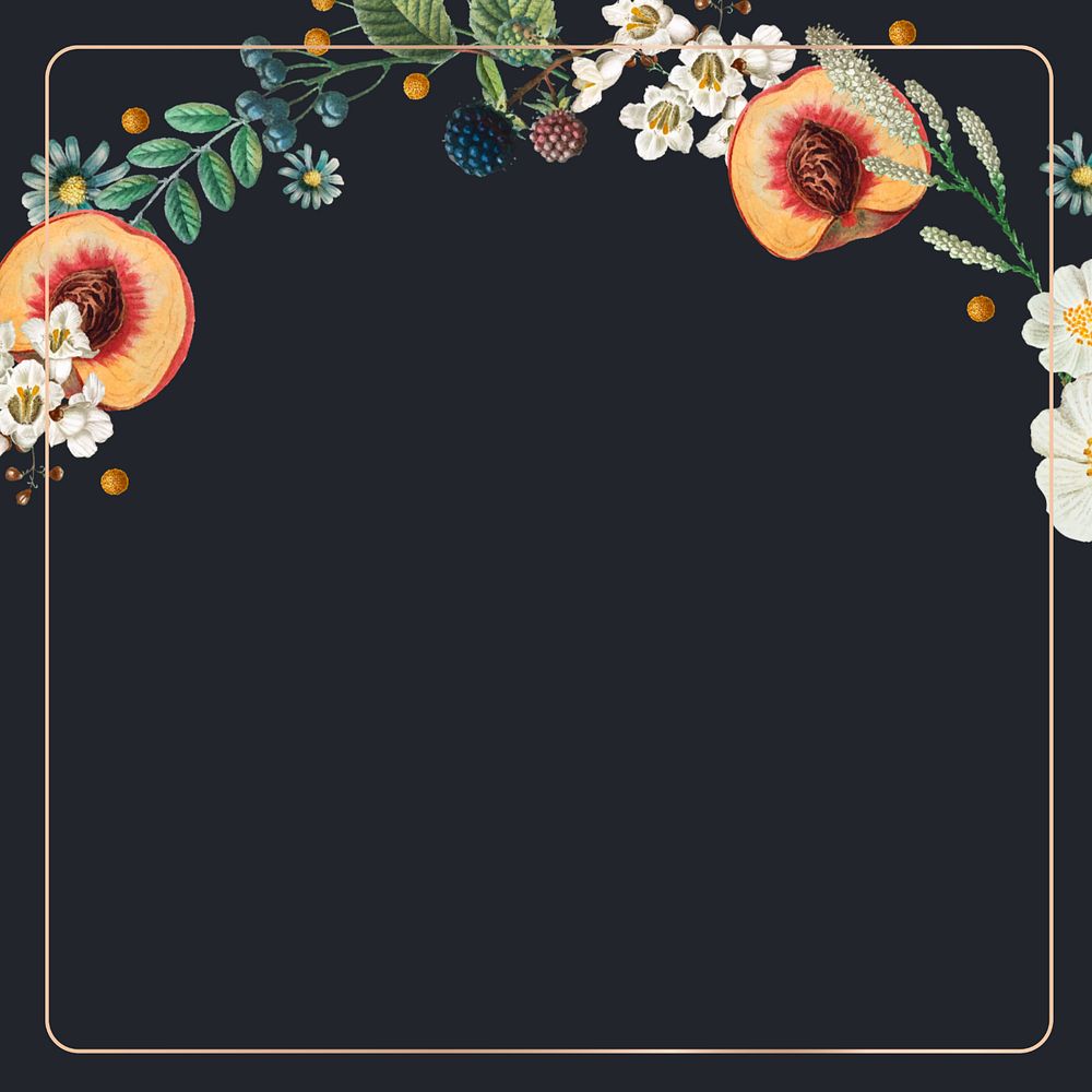 Flower peaches frame aesthetic background, editable design