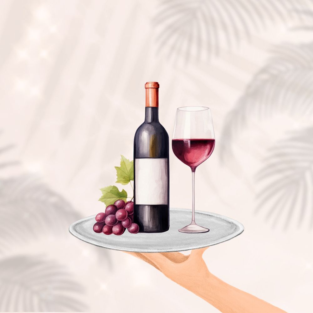 Editable red wine, food digital art